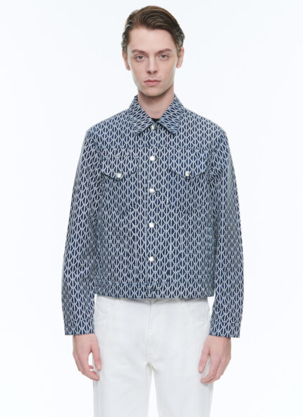 Cotton serge jacket with rope print