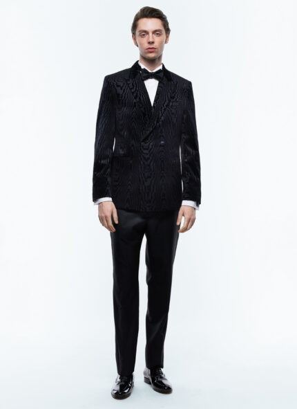 Double-breasted velvet tuxedo jacket