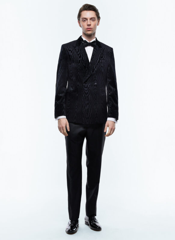 Double-breasted velvet tuxedo jacket