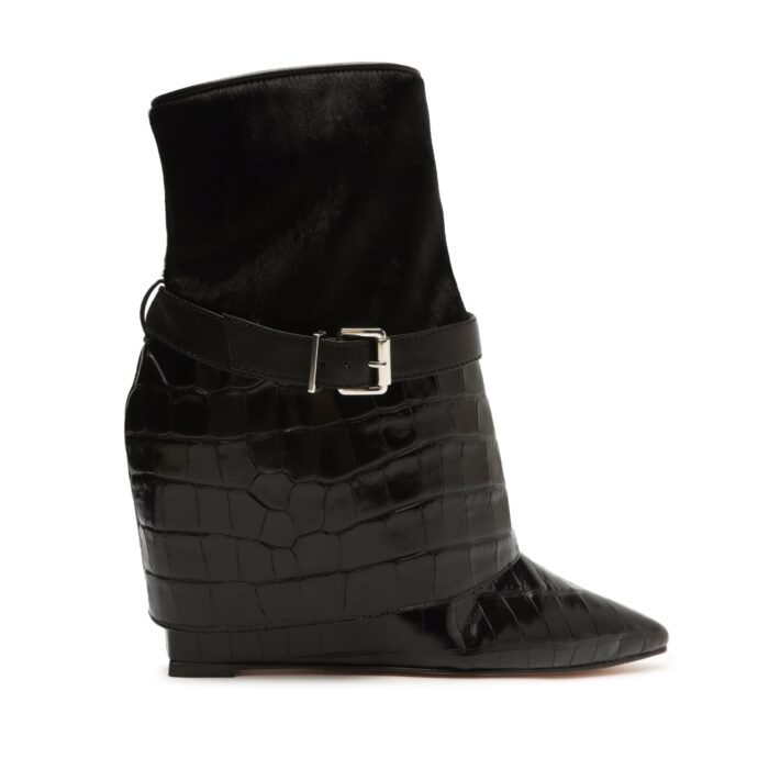 Jorian Crocodile-Embossed Leather Bootie